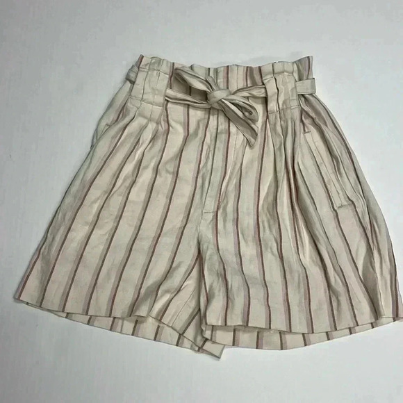 Anthropologie Pants - Anthropologie Paper bag High Waisted Tie Front Stripe Shorts Size 8